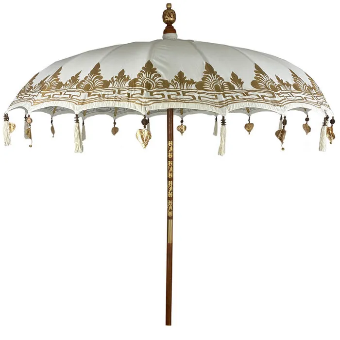 Oosterse witte parasol Bali met goud