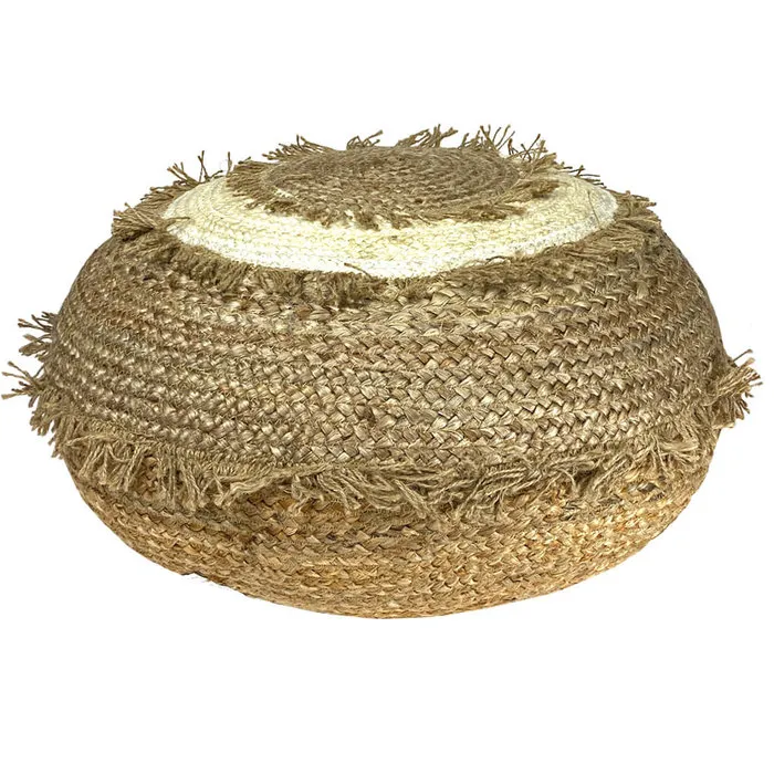 Jute poef wit design