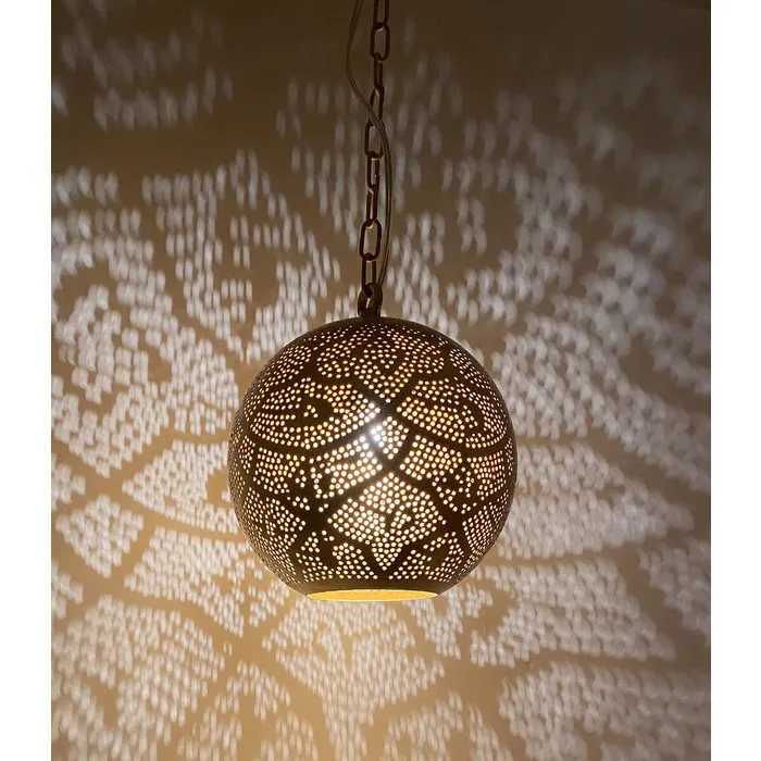 Globe hanglamp wit goud