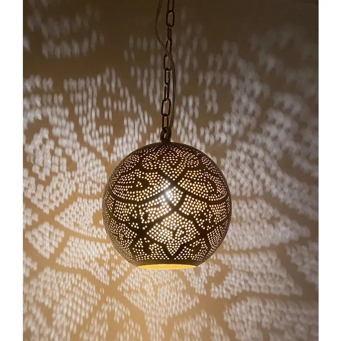 Globe hanglamp zwart goud