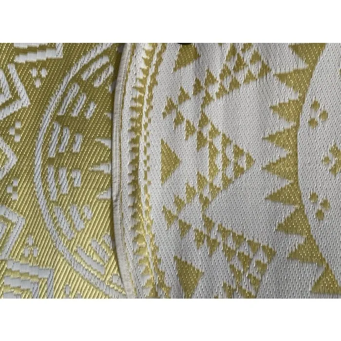 Wonder Rugs Rond wit gouden tuintapijt