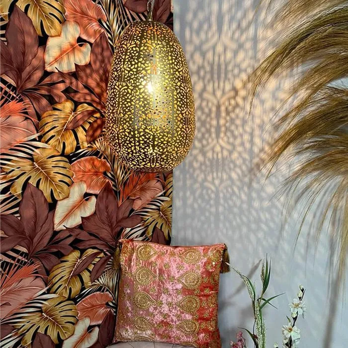 Filigrain ronde hanglamp goud