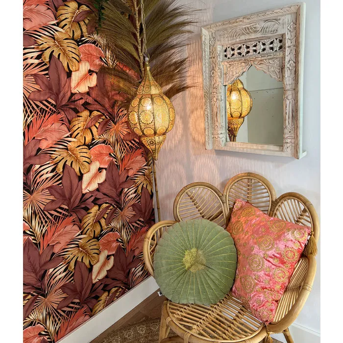 Oosterse Witte houten spiegel S