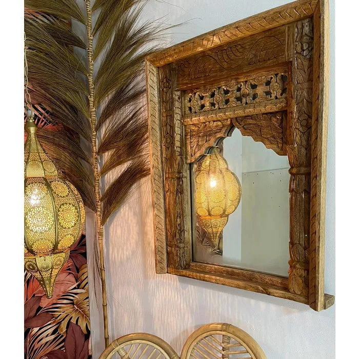 Oosterse Naturel houten spiegel S