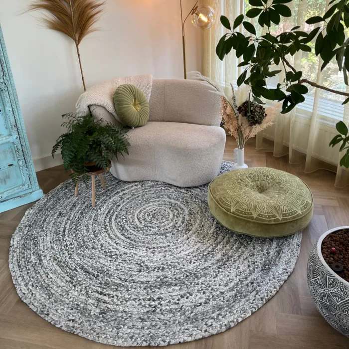 Rond kleed gemeleerd grijs