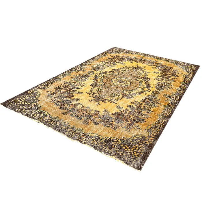 Geel vintage vloerkleed 191 x 302 cm