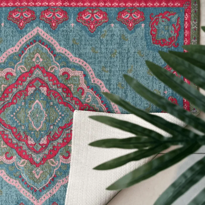 Badmat kelim Mila blauw