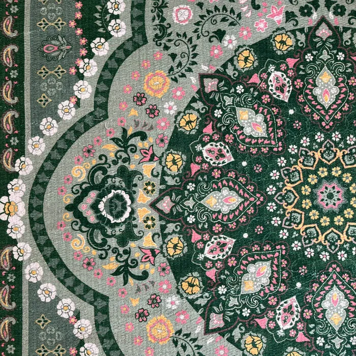 Wonder Rugs Vintage vloerkleed mos groen met bloemen