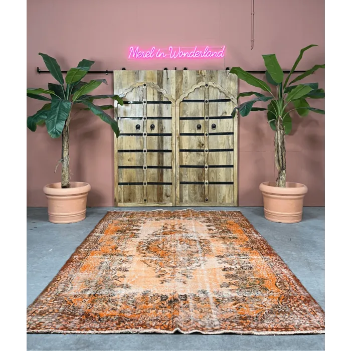 Vintage tapijt 187x295cm oranjeTurkije