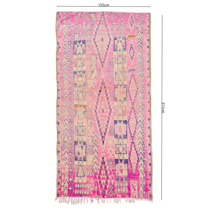 Marokkaanse Beni Mguild vloerkleed roze - 155x311cm