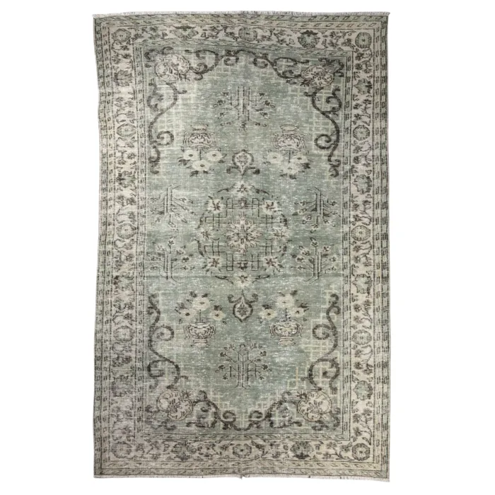 Vintage tapijt groen grijs 188x294cm