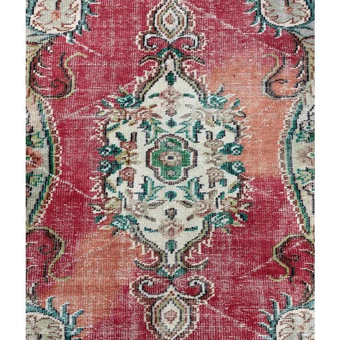 Vintage vloerkleed rood groen 197x356