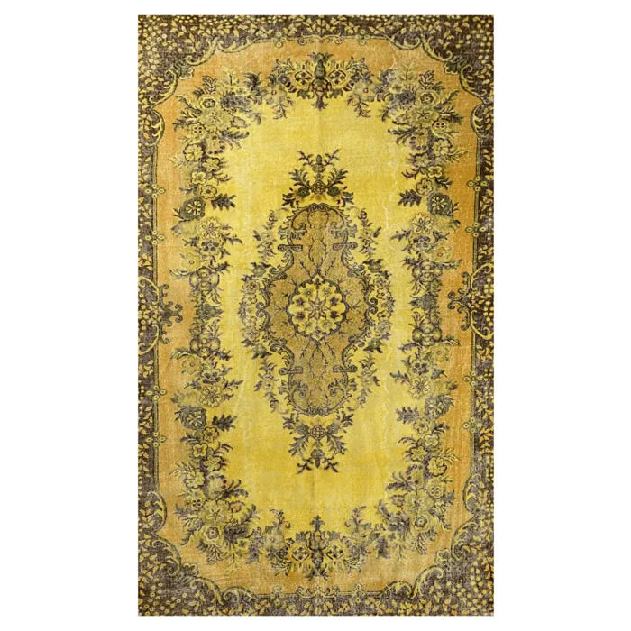 Geel vintage vloerkleed 191 x 302 cm