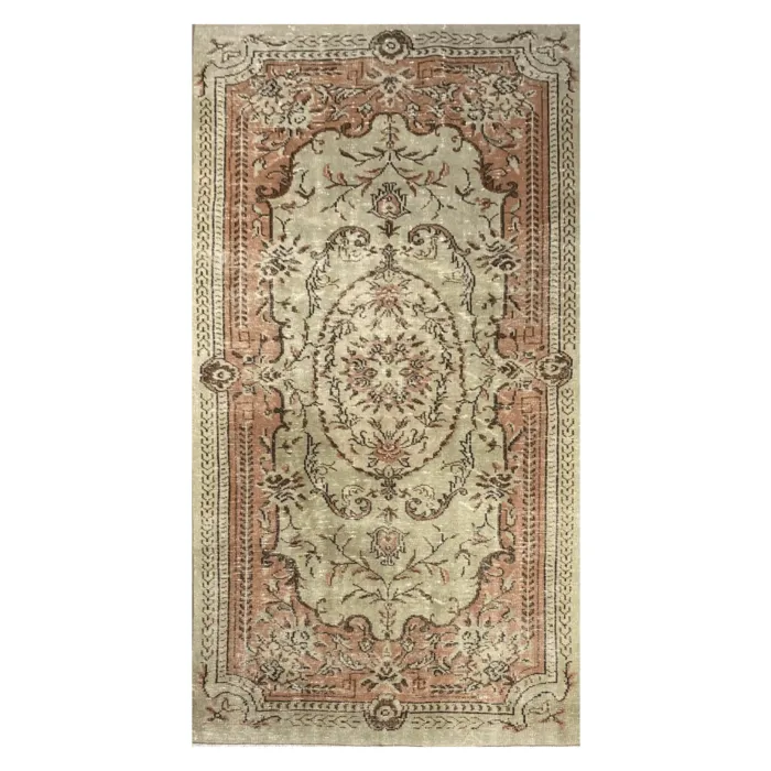 Vintage vloerkleed 148x275cm oranje/ groen