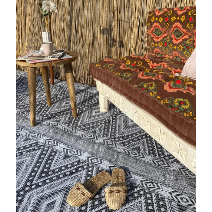 Wonder Rugs Zwart, wit en grijs extra groot buitentapijt grafisch