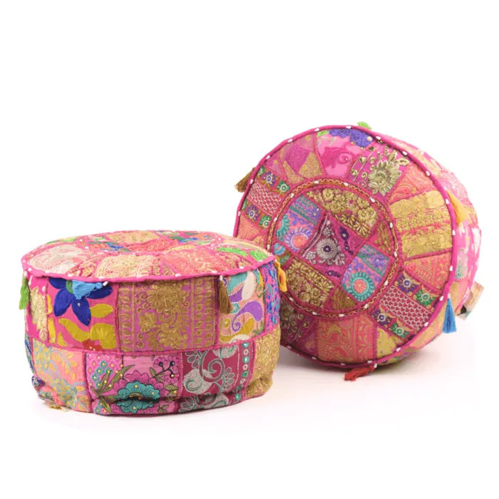 Bohemian poef roze