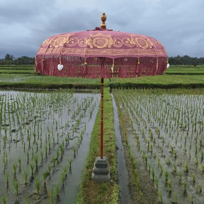 Oud roze Bali parasol met goud