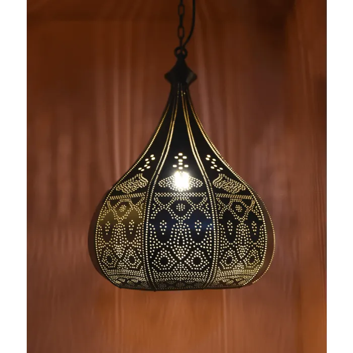 Oosterse hanglamp Filigrain zwart/ goud