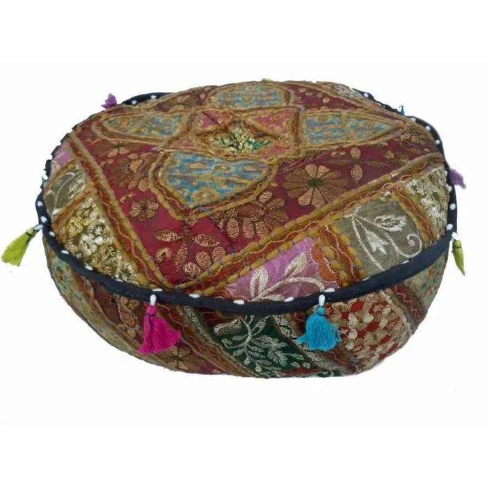 Leuke gekleurde poef bruin India rond