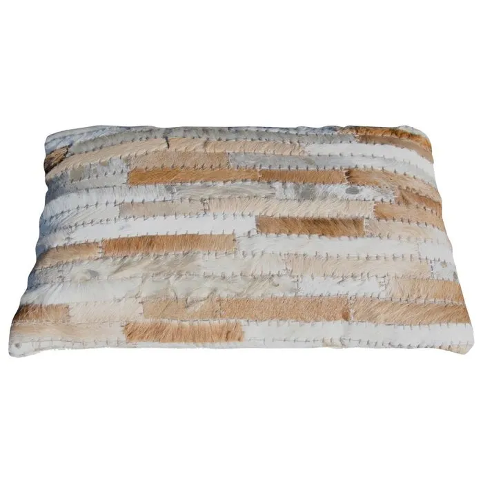 Kussen bruin,gold leer rechthoekig