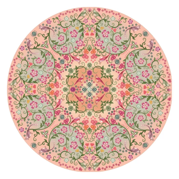 Ronde badmat - Florali zacht roze