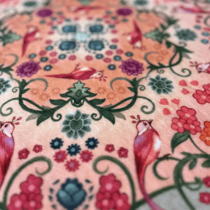 Ronde badmat - Florali zacht roze