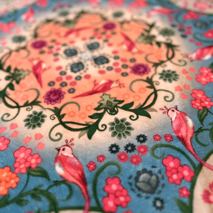 Ronde badmat Florali blauw