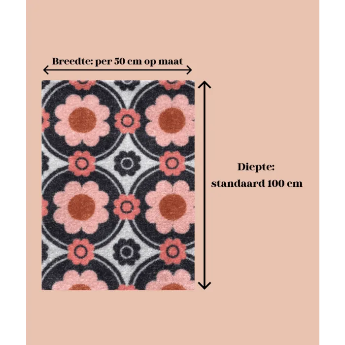 Deurmat/ droogloopmat op maat - Tropica pink