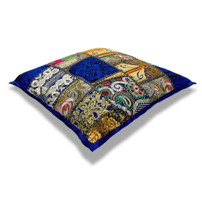 Sierkussen donker blauw - patchwork