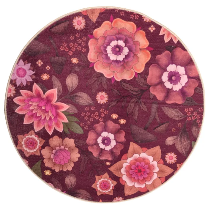 Badmat Peacefull red - rond