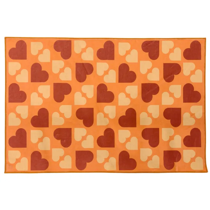 Badmat Warm hearts - bruin/ oranje