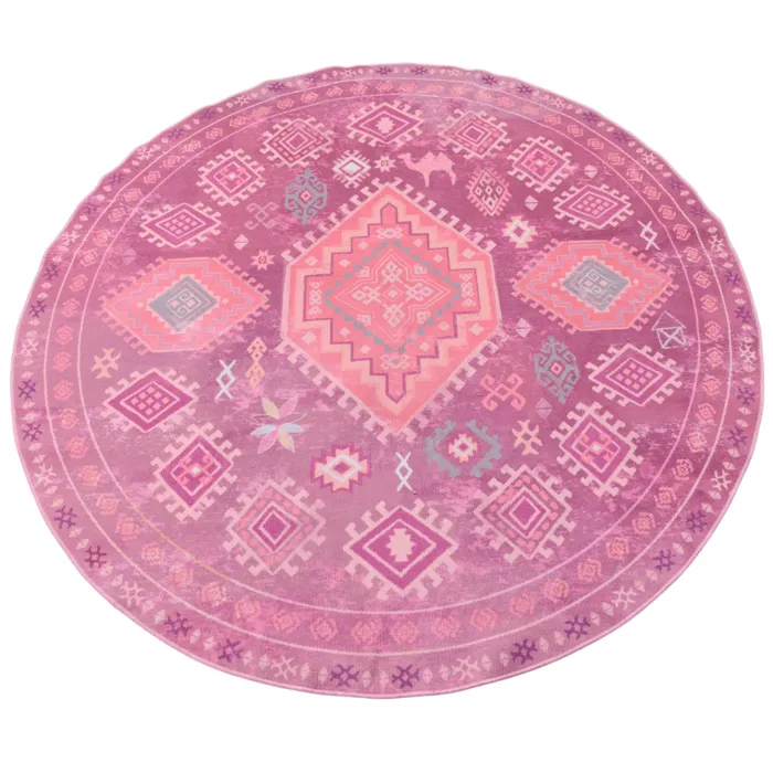 Kelim vloerkleed rond - Nomad soft pink