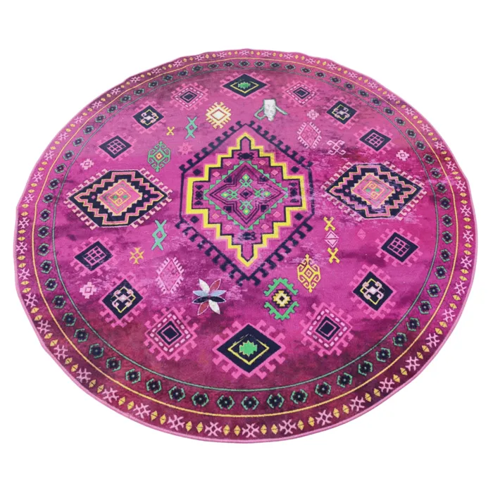 Kelim vloerkleed rond - Nomad pink spirit