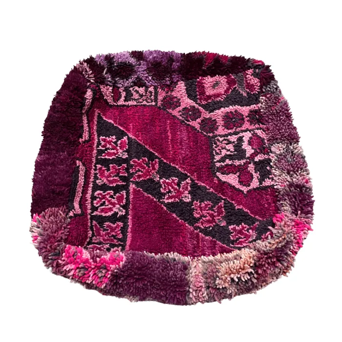 Marokkaanse poef paars met roze details