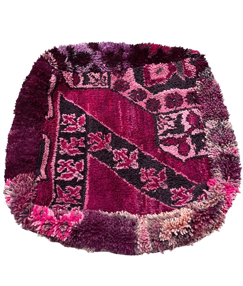 Marokkaanse poef paars met roze details