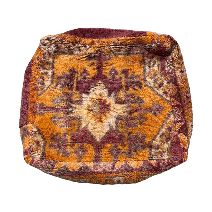 Marokkaanse poef oker geel met rode details