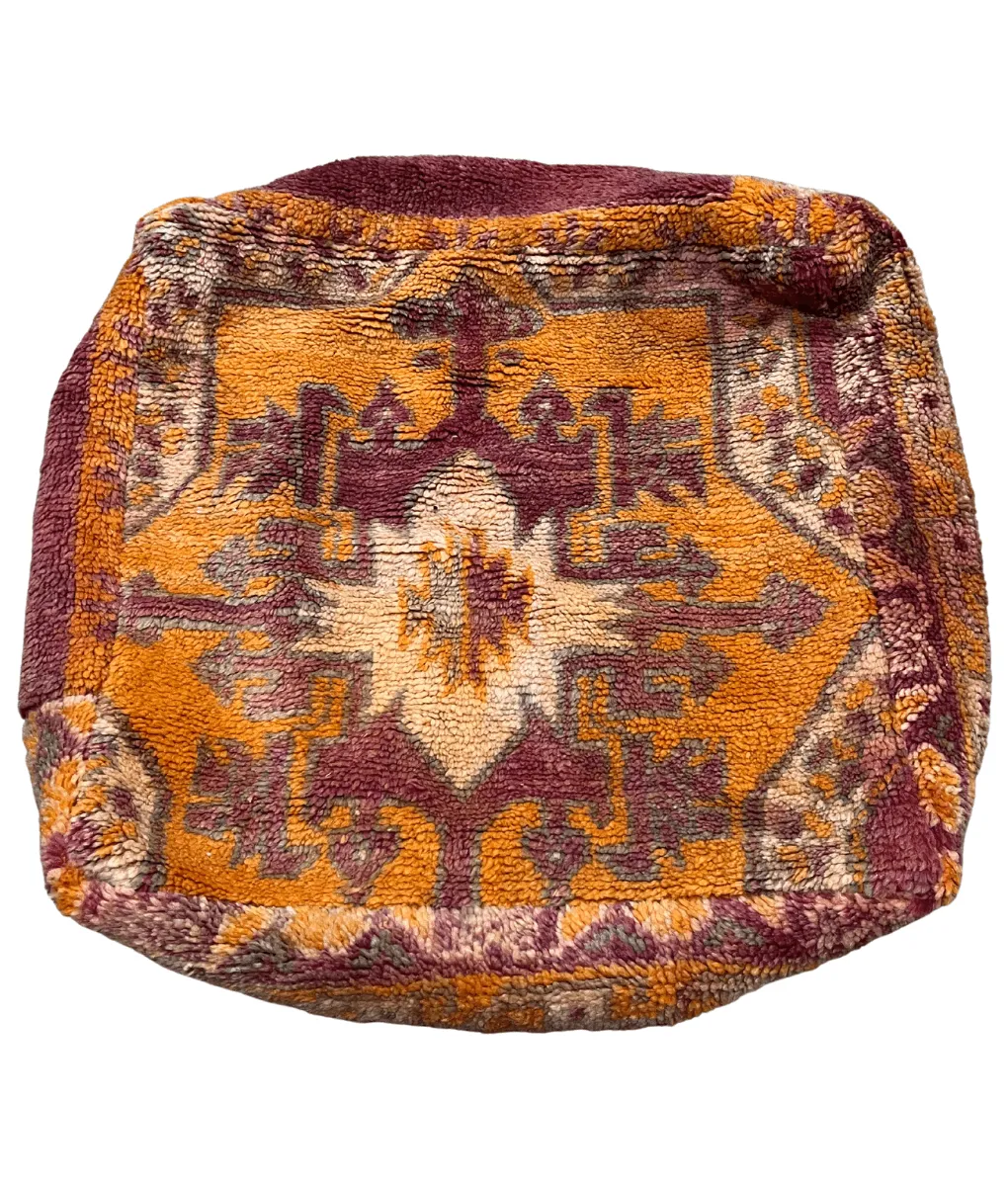 Marokkaanse poef oker geel met rode details