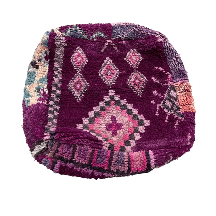 Marokkaanse poef Unic paars met patroon