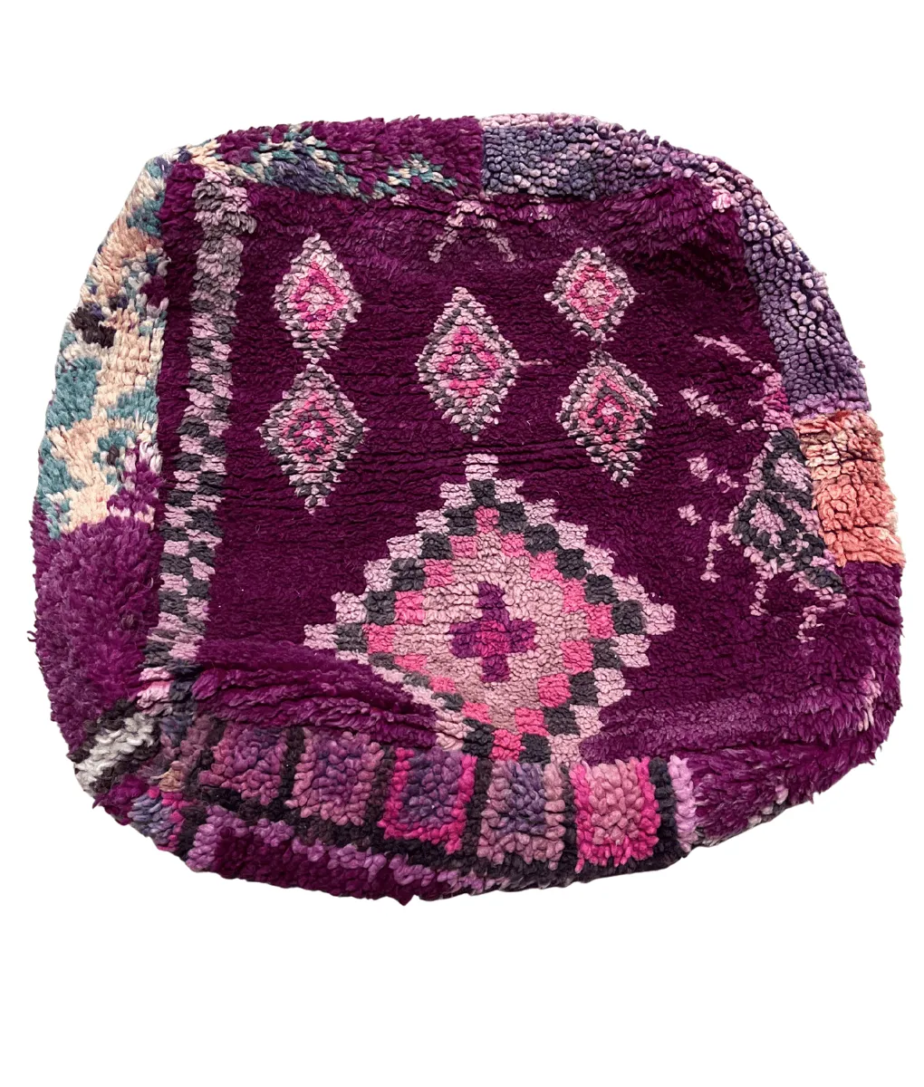 Marokkaanse poef Unic paars met patroon