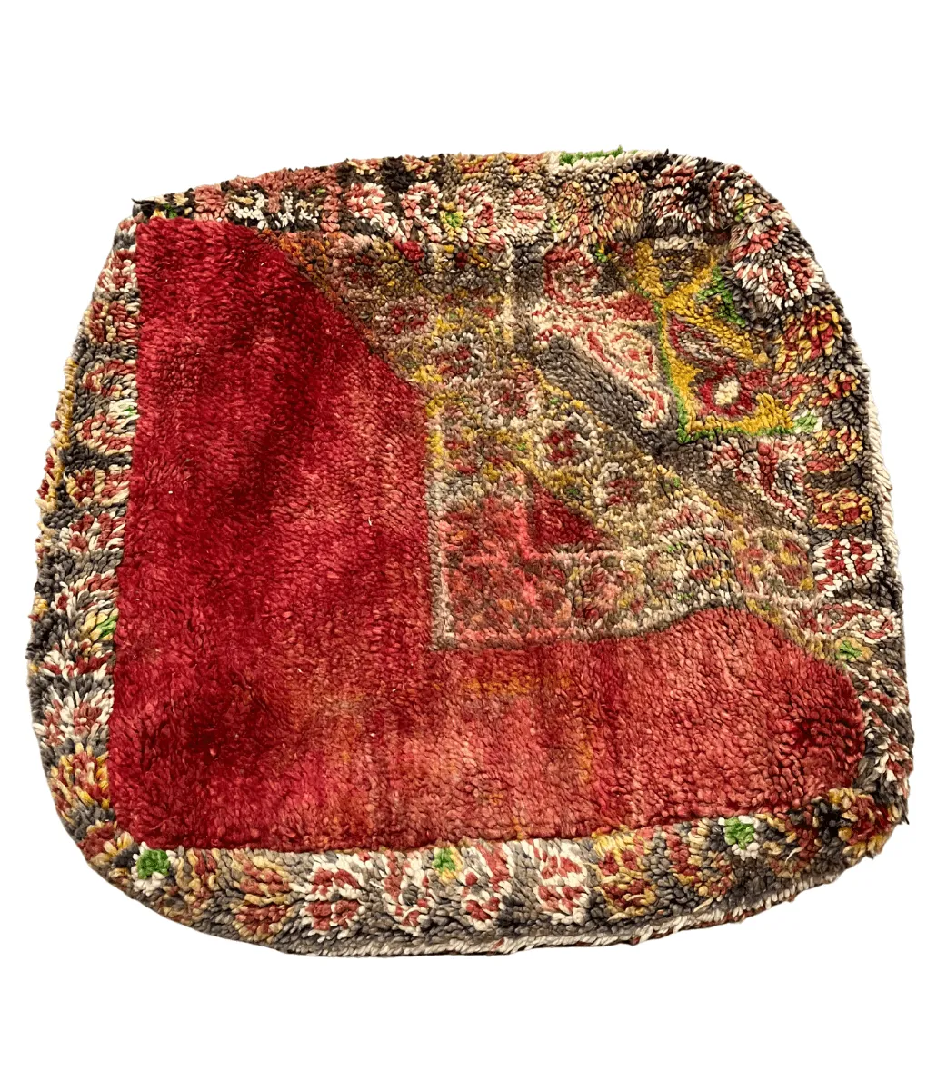 Marokkaanse poef Zeno rood met patroon