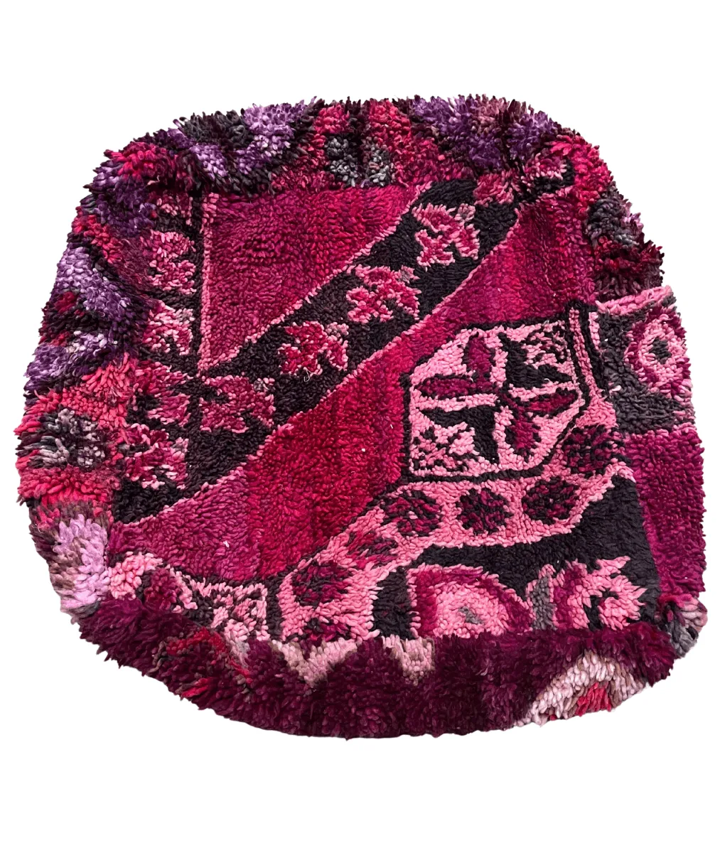 Marokkaanse poef pink paarse details