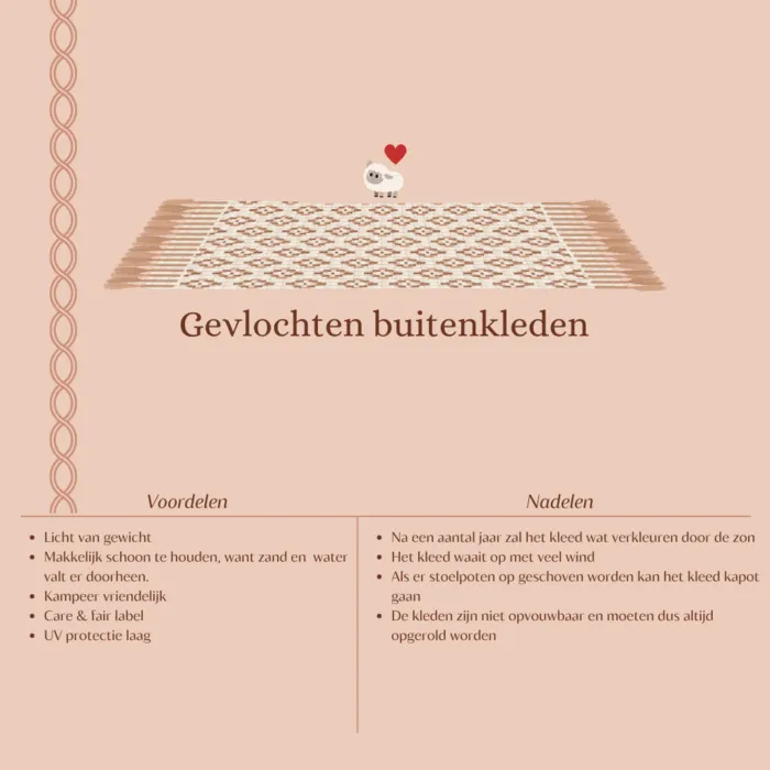 Buitenkleed - zacht roze, okergeel