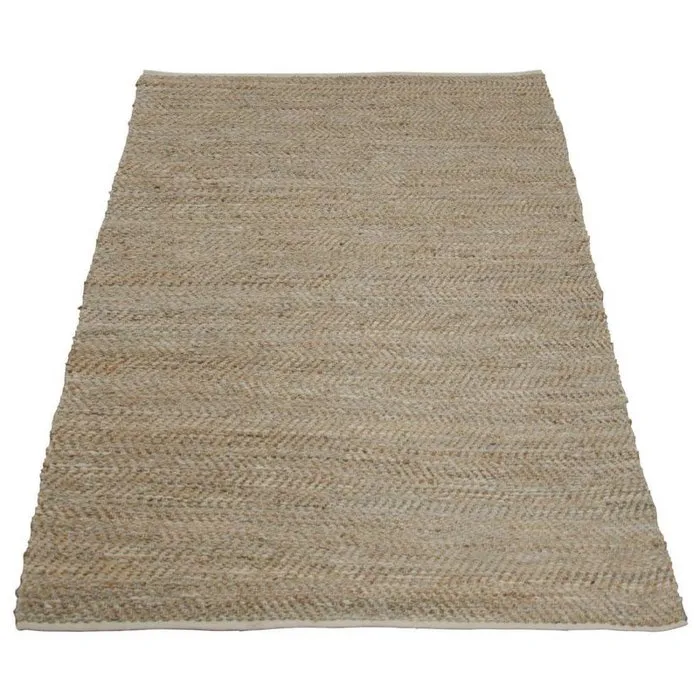 tapijt beige jute en leer 160 x 230 cm