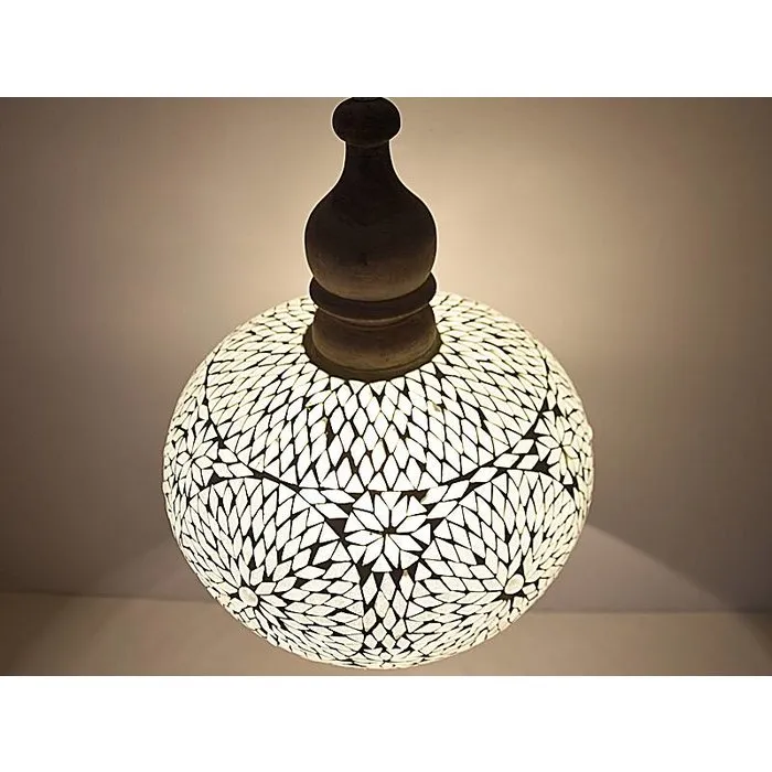 Oosterse hanglamp transparant mozaiek met hout