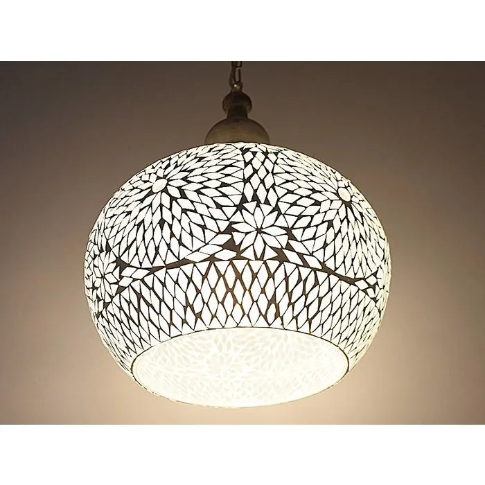 Oosterse hanglamp transparant mozaiek met hout
