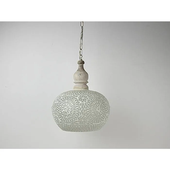 Oosterse hanglamp transparant mozaiek met hout