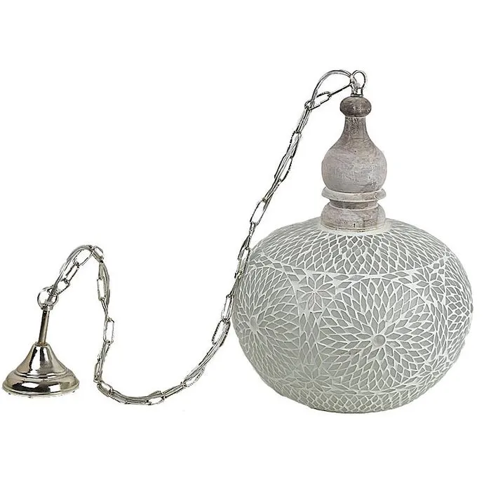 Oosterse hanglamp transparant mozaiek met hout