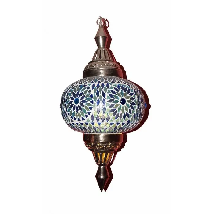 Oosterse hanglamp mozaïek sprankelend blauw turkisch design