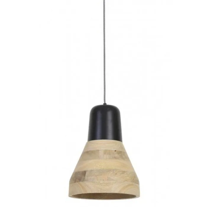 Hanglamp van hout naturel en zwart hout