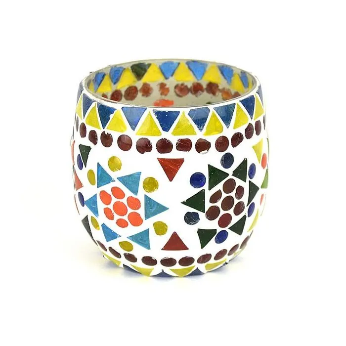 Oosterse waxinelichthouder mozaïek gekleurd glas